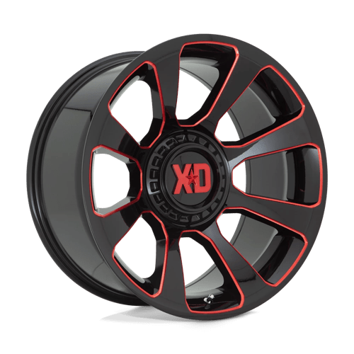 XD Series XD854 REACTOR Gloss Black Milled W/ Red Tint 20x10 -18 5x127|5x139.7mm 78.1mm
