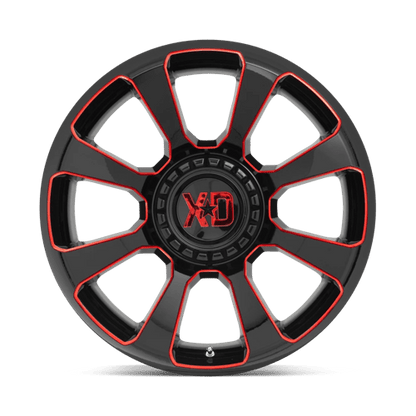 XD Series XD854 REACTOR Gloss Black Milled W/ Red Tint 20x10 -18 5x127|5x139.7mm 78.1mm
