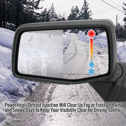 2019-2024 GMC Sierra 1500 Black Power Adjustable, Auto-Fold, BSD & Heated Side Mirror w/ LED Puddle and Auxiliary Light - Driver Side Only