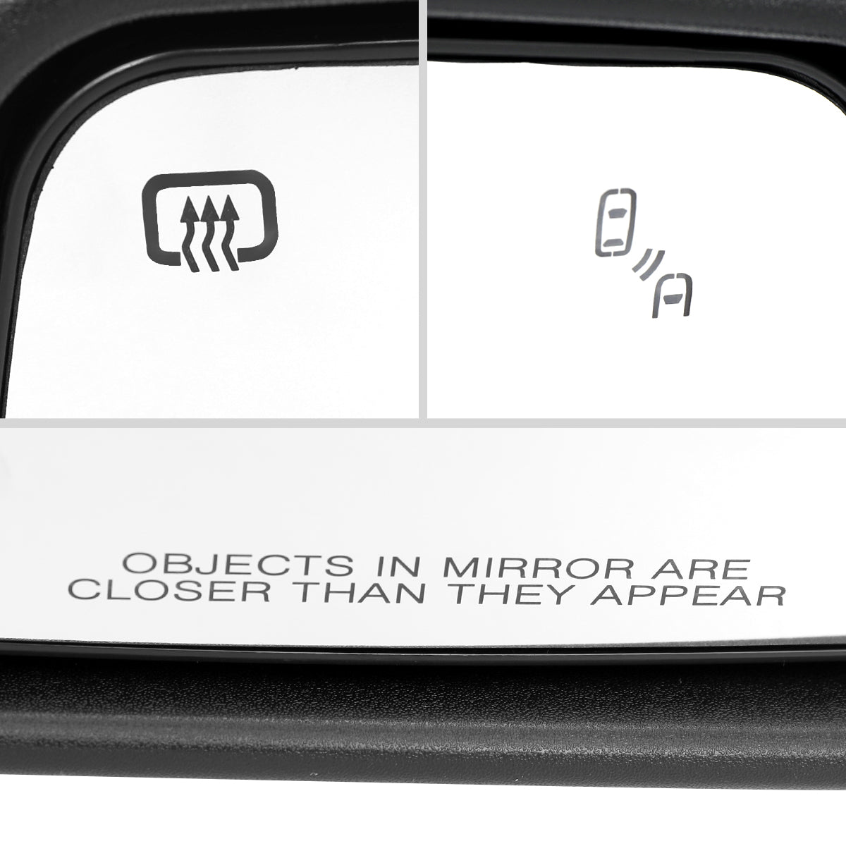 2019-2024 GMC Sierra 1500 Black Power Adjustable, Auto-Fold, BSD & Heated Side Mirror w/ LED Puddle and Auxiliary Light - Passenger Side Only
