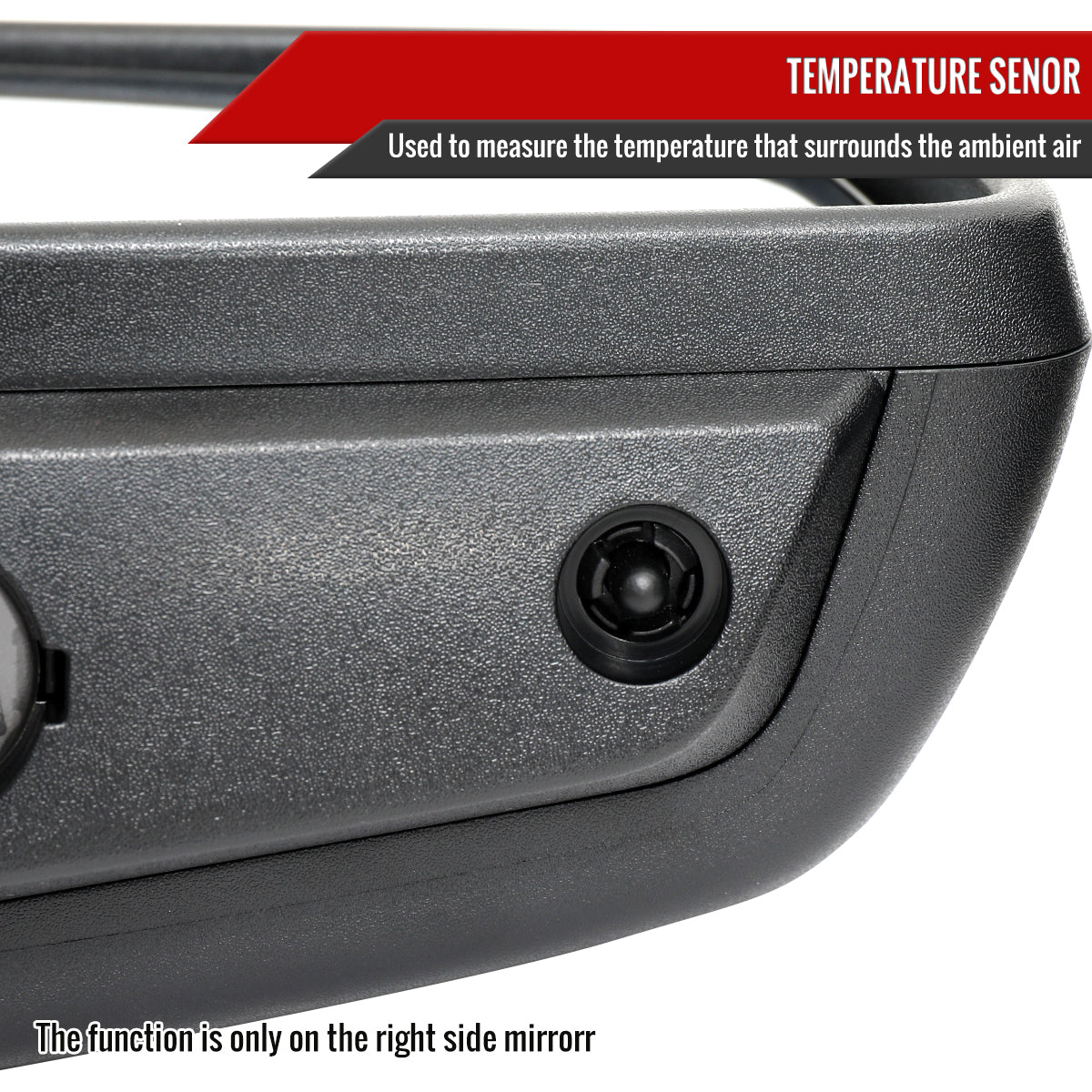 2019-2024 GMC Sierra 1500 Black Power Adjustable, Auto-Fold, BSD & Heated Side Mirror w/ LED Puddle and Auxiliary Light - Passenger Side Only