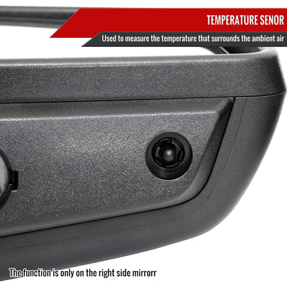 2019-2024 GMC Sierra 1500 Black Power Adjustable, Auto-Fold, BSD & Heated Side Mirror w/ LED Puddle and Auxiliary Light - Passenger Side Only