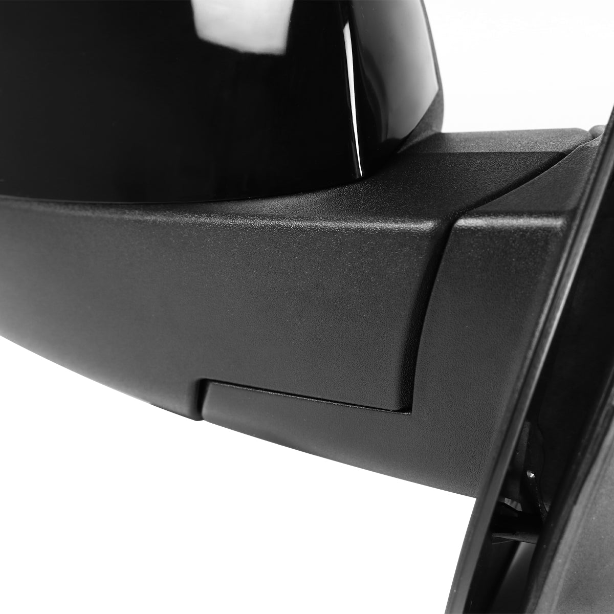 2007-2014 Chevrolet Silverado/Suburban/Avalanche/Tahoe GMC Sierra Glossy Black Power Adjustable & Heated Side Mirror w/ LED Turn Arrow Signal & Puddle Light - Passenger Side Only