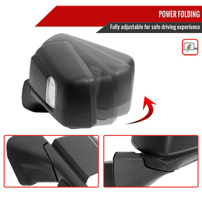 2019-2024 Chevrolet Silverado 1500 Black Power Adjustable, Auto-Fold, BSD & Heated Side Mirror w/ LED Puddle and Auxiliary Light - Driver Side Only