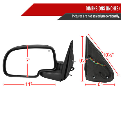 1999-2002 Chevrolet Silverado/Tahoe/Suburban GMC Sierra/Yukon Power Heated Matte Black Left/Driver Side Mirror