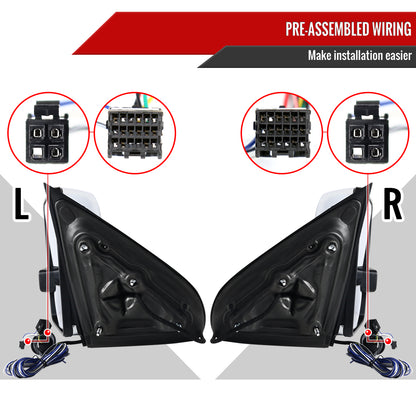 2014-2016 Chevrolet Silverado/GMC Sierra Power Heated ATS Manual Extendable Chrome Towing Mirrors w/ Smoked Lens LED Turn Signal & Clearance Lights