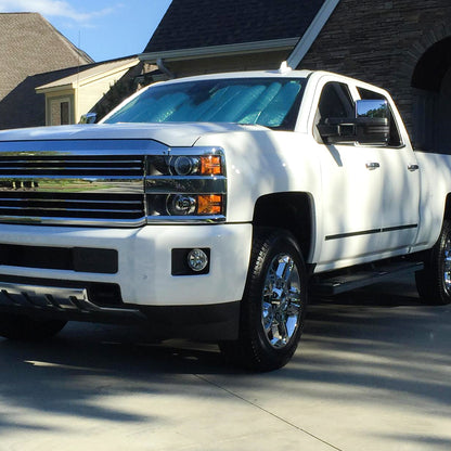 2014-2016 Chevrolet Silverado/GMC Sierra Power Heated ATS Manual Extendable Chrome Towing Mirrors w/ Smoked Lens LED Turn Signal & Clearance Lights