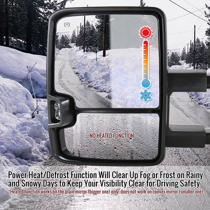 2014-2018 Chevrolet Silverado/GMC Sierra Power Adjustable, Heated, & Manual Extendable Chrome Towing Mirrors w/ Smoked Lens LED Turn Signal & Clearance Lights