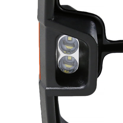 2014-2018 Chevrolet Silverado/GMC Sierra Power Heated Manual Extendable Towing Mirrors w/ Amber Lens LED Turn Signal & Clearance Lights