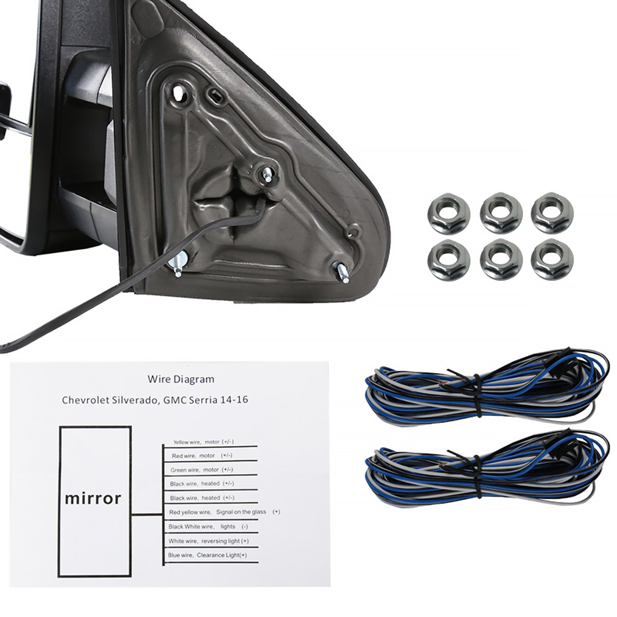 2014-2018 Chevrolet Silverado/GMC Sierra Power Heated Manual Extendable Towing Mirrors w/ Amber Lens LED Turn Signal & Clearance Lights