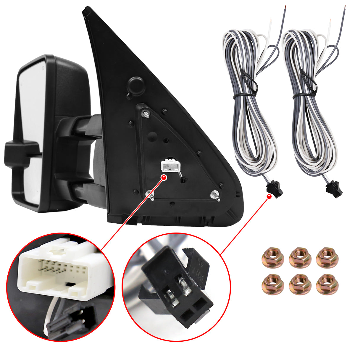 2007-2017 Toyota Tundra/ 2008-2017 Sequoia Power Heated BSM Manual Extendable Towing Mirrors w/ Smoked Lens LED Turn Signal & Clearance Lights
