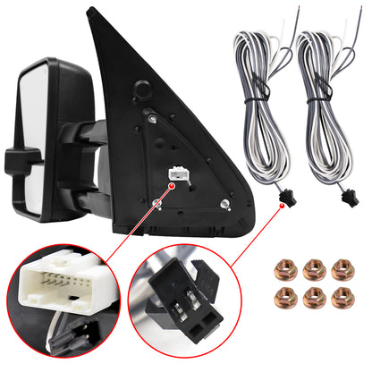 2007-2017 Toyota Tundra/ 2008-2017 Sequoia Power Heated BSM Manual Extendable Towing Mirrors w/ Smoked Lens LED Turn Signal & Clearance Lights