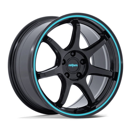 Rotiform RC208 BPU Gloss Black W/ Teal Stripe 19x8.5 +20 5x114.3mm 72.6mm