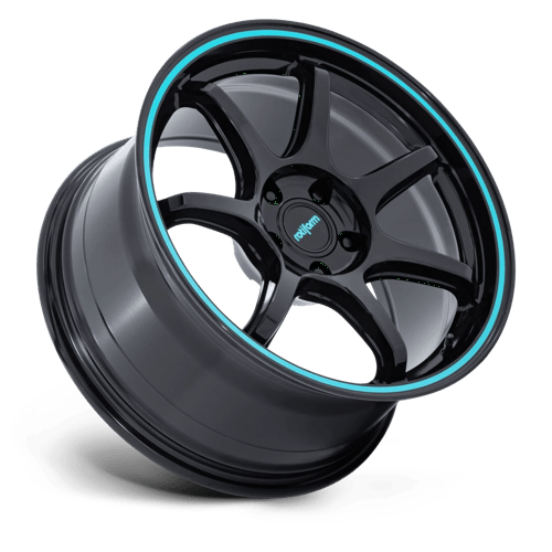 Rotiform RC208 BPU Gloss Black W/ Teal Stripe 18x9.5 +38 5x100mm 56.2mm