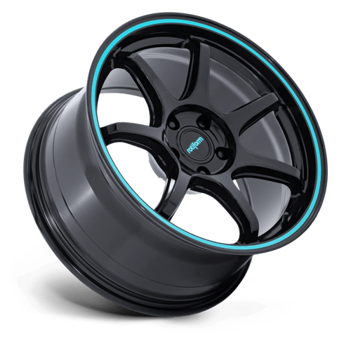 Rotiform RC208 BPU Gloss Black W/ Teal Stripe 18x8.5 +35 5x100mm 56.2mm