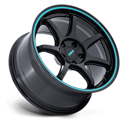 Rotiform RC208 BPU Gloss Black W/ Teal Stripe 19x8.5 +35 5x100mm 56.2mm