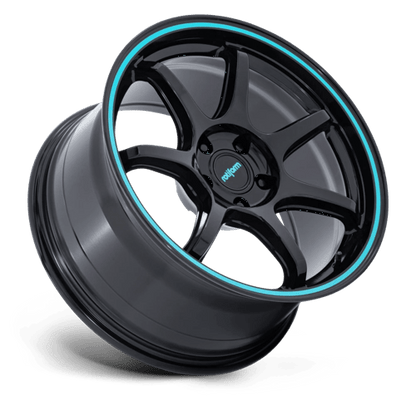Rotiform RC208 BPU Gloss Black W/ Teal Stripe 19x10.5 +35 5x120mm 74.1mm