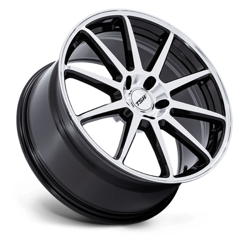 TSW TW004 CANARD 19X9.5 5X112 ET25 66.56 GLOSS BLACK W/ MACHINED FACE