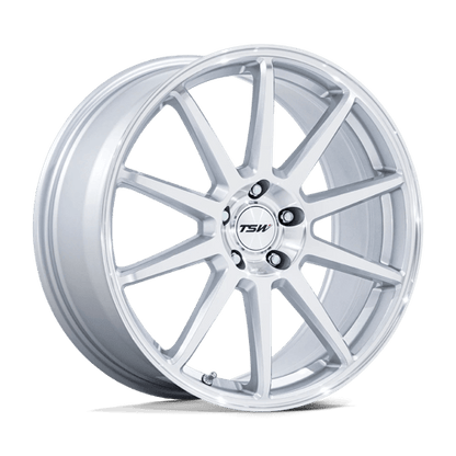 TSW TW004 CANARD 19X10.5 5X114.3 ET25 72.56 GLOSS SILVER W/ MACHINED FACE