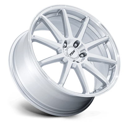 TSW TW004 CANARD 19X9.5 5X114.3 ET40 72.56 GLOSS SILVER W/ MACHINED FACE