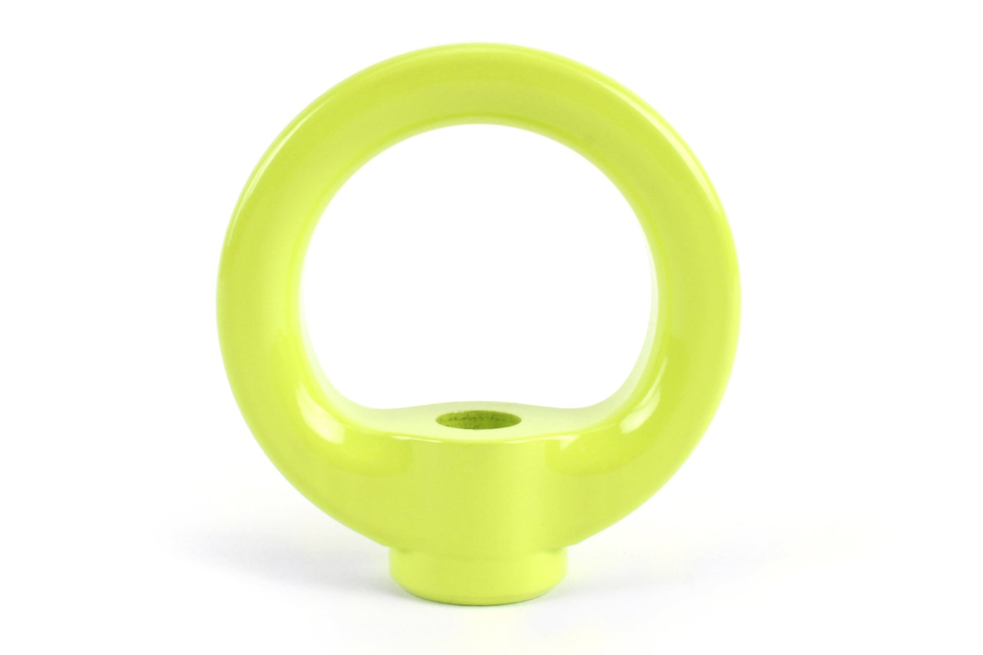 Bright yellow tow hook upgrade kit designed for enhanced towing performance in performance vehicles.