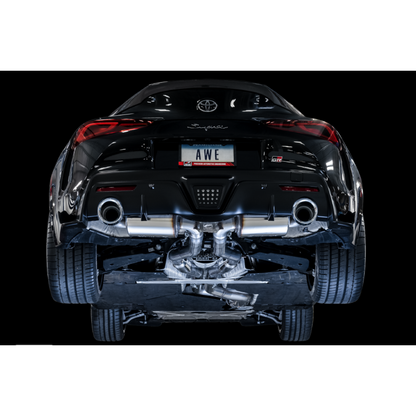 AWE Tuning 2020+ Toyota Supra A90 Resonated Touring Edition Exhaust - 5in Chrome Silver Tips