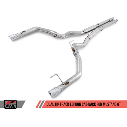 AWE Tuning S550 Mustang GT Cat-back Exhaust - Track Edition (Chrome Silver Tips)