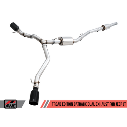 AWE Tuning 20-21 Jeep Gladiator JT 3.6L Tread Edition Cat-Back Dual Exhaust - Diamond Black Tip