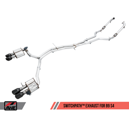 AWE Tuning Audi B9 S4 SwitchPath Exhaust - Non-Resonated (Black 102mm Tips)