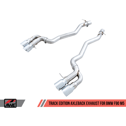 AWE Tuning 18-19 BMW M5 (F90) 4.4T AWD Axle-back Exhaust - Track Edition (Chrome Silver Tips)