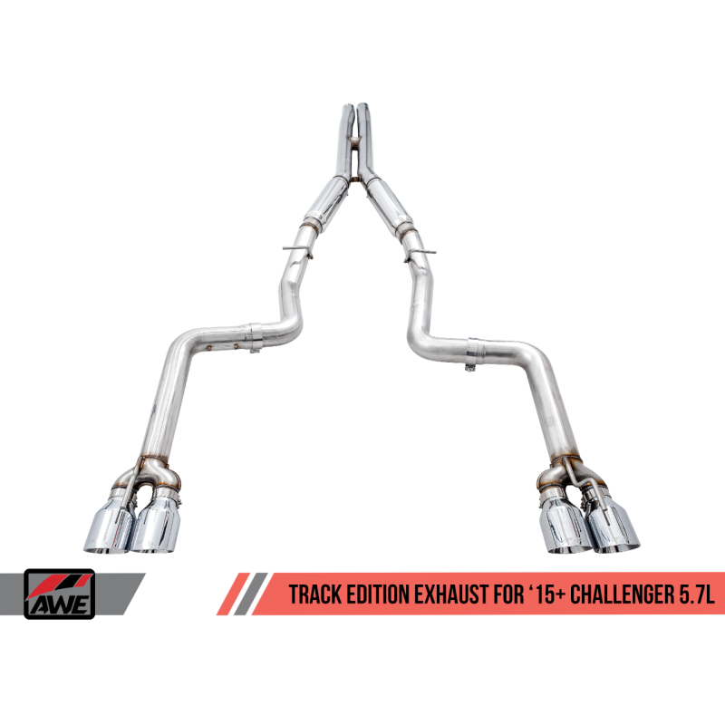 AWE Tuning 2017+ Dodge Challenger 5.7L Track Edition Exhaust - Diamond Black Quad Tips