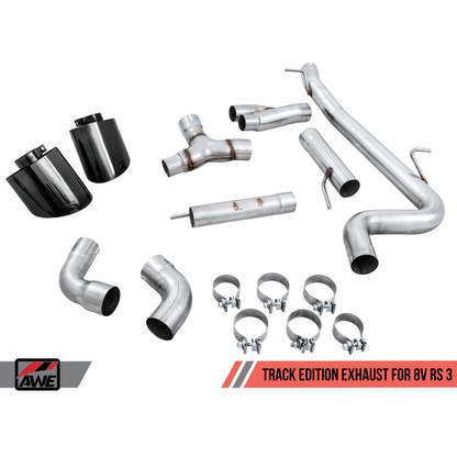 AWE Tuning 17-19 Audi RS3 8V Track Edition Exhaust - Diamond Black Tips RS-Style Tips