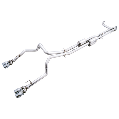 AWE Tuning 22-23 GMC Sierra 1500 AT4X 6.2L 0FG Catback Split Dual (Flat Bumper) - Chrome Silver Tips