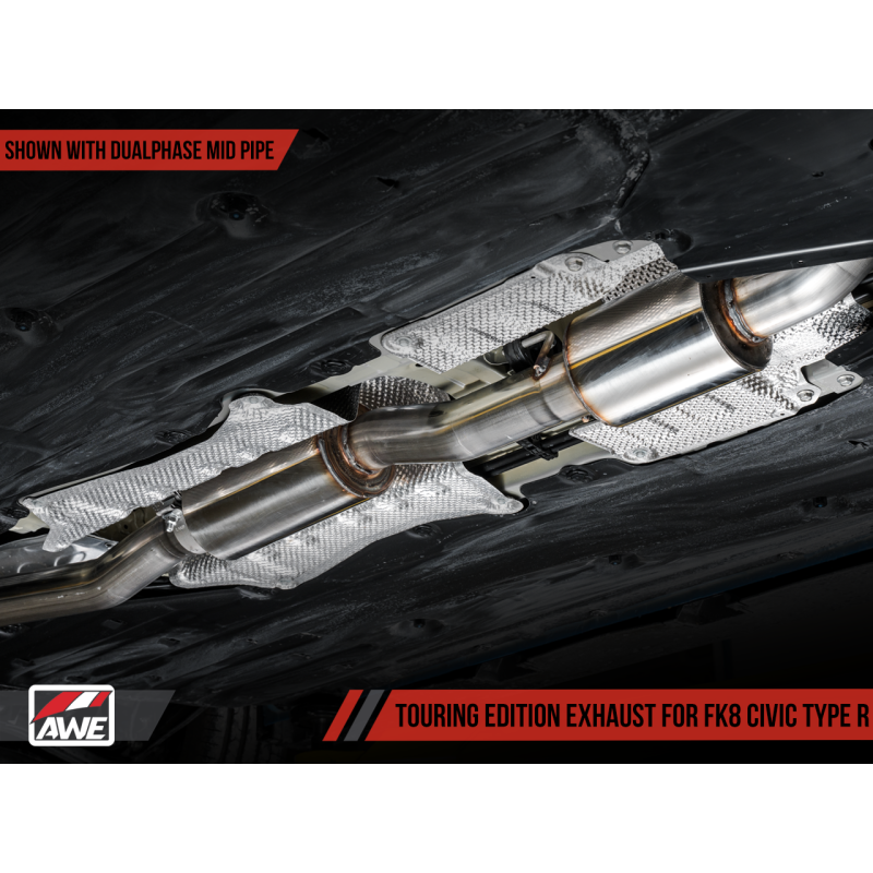 AWE Tuning 2017+ Honda Civic Type R Touring Edition Exhaust w/Front & Mid Pipes - Chrome Silver Tips