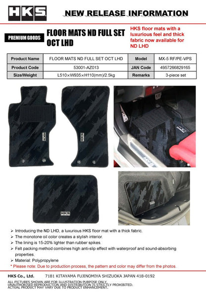 HKS FLOOR MATS ND FULL SET OCT LHD