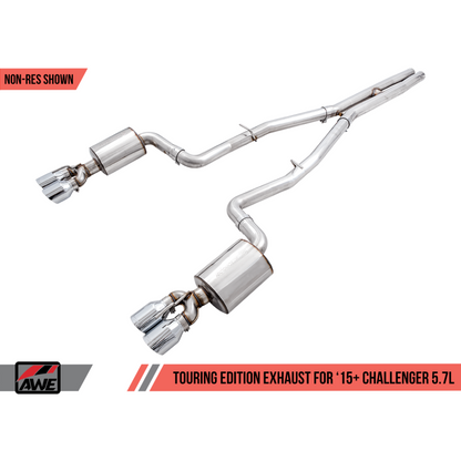 AWE Tuning 2017+ Challenger 5.7L Touring Edition Exhaust - Non-Resonated - Chrome Silver Quad Tips