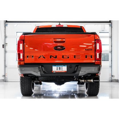 AWE Tuning 2019+ Ford Ranger 0FG Performance Exhaust System w/Diamond Black Tips & Rock Guard