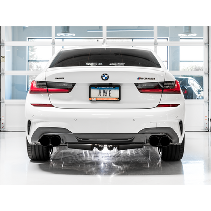AWE Tuning 2019+ BMW M340i (G20) Resonated Touring Edition Exhaust - Quad Diamond Black Tips