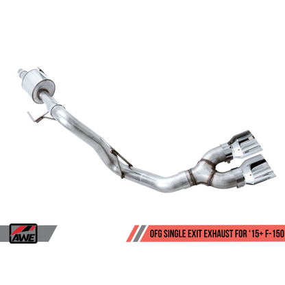 AWE Tuning 2015+ Ford F-150 0FG Single Exit Performance Exhaust System w/4.5in Chrome Silver Tips