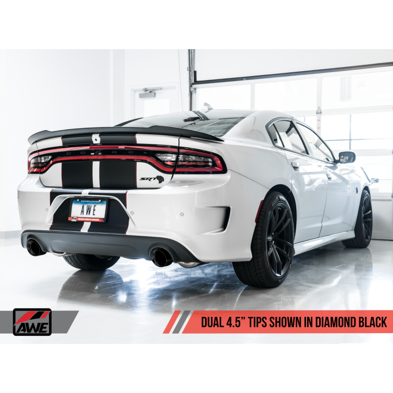 AWE Tuning 2015+ Dodge Charger 6.4L/6.2L Non-Resonated Touring Edition Exhaust - Diamond Blk Tips