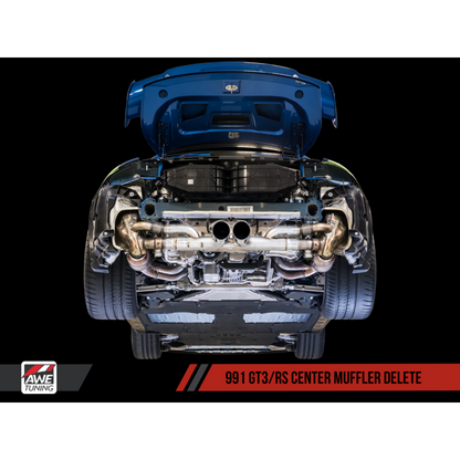 AWE Tuning Porsche 991 GT3 / RS Center Muffler Delete - Diamond Black Tips