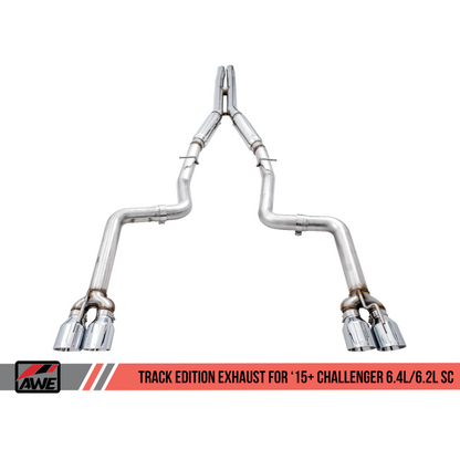 AWE Tuning 2015+ Dodge Challenger 6.4L/6.2L SC Track Edition Exhaust - Quad Chrome Silver Tips
