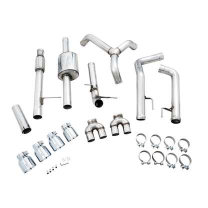 AWE Tuning 4th Gen GM 1500 5.3L 0FG Catback Split Rear Exit (w/ Bumper Cutouts) - Quad Chrome Tips