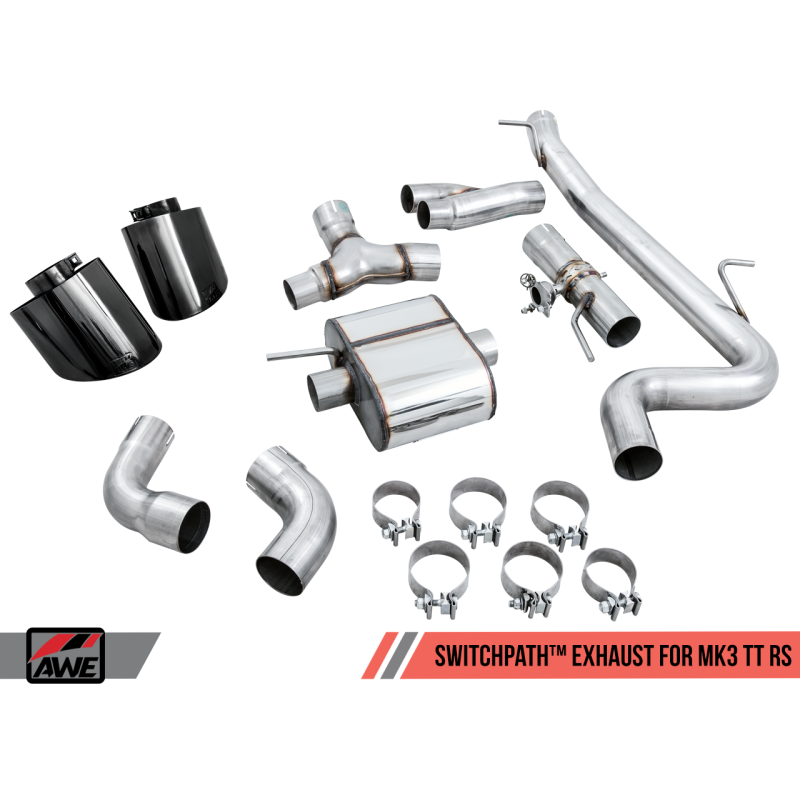 AWE Tuning SwitchPath Exhaust with Diamond Black RS-Style Tips - 18-19 Audi TTRS
