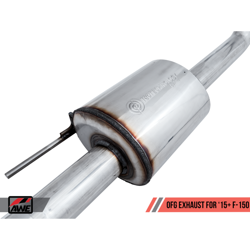 AWE Tuning 2015+ Ford F-150 0FG Single Exit Performance Exhaust System w/4.5in Chrome Silver Tips
