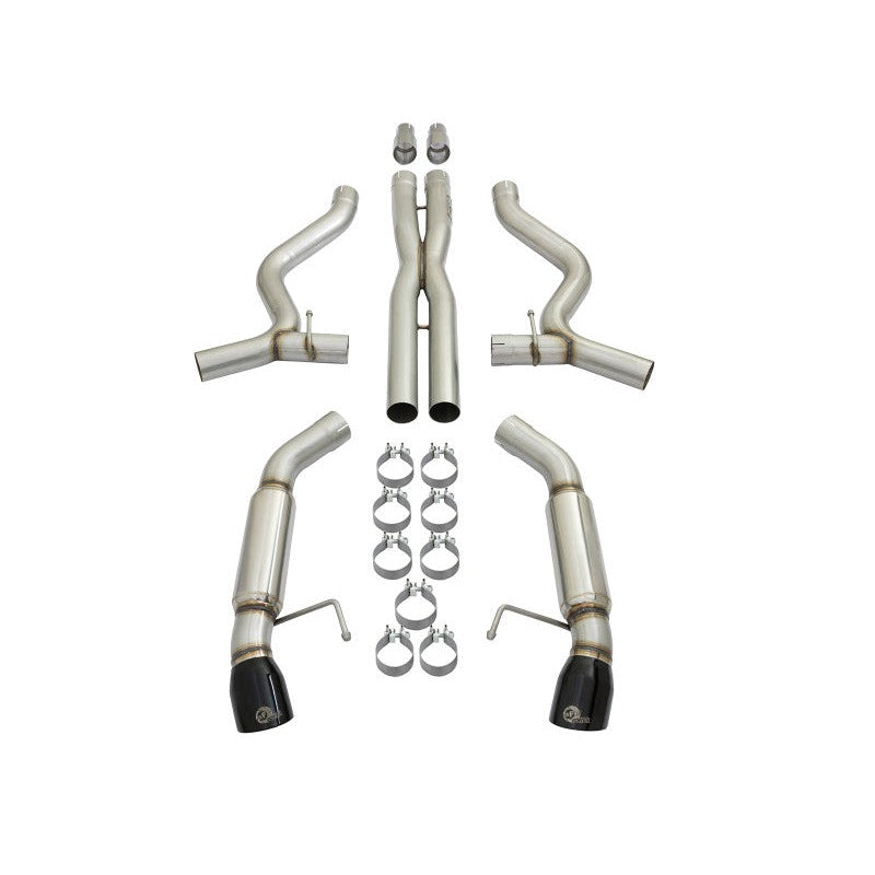 aFe MACHForce XP 3in 304 SS Sport Tone Cat-Back w/ Black Tips 15-17 Ford Mustang V6-3.7L/V8-5.0L