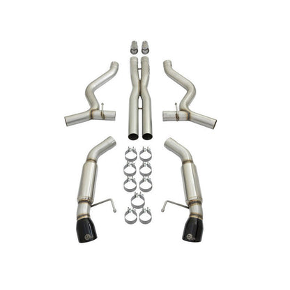 aFe MACHForce XP 3in 304 SS Sport Tone Cat-Back w/ Black Tips 15-17 Ford Mustang V6-3.7L/V8-5.0L
