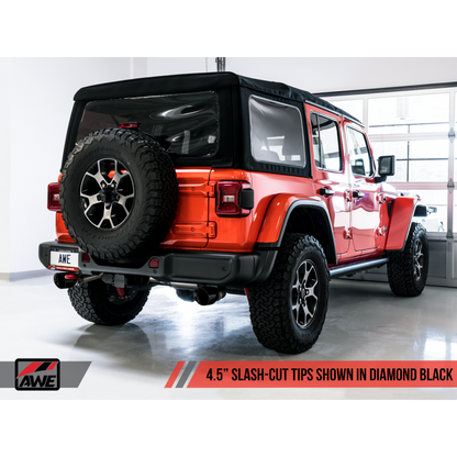 AWE Tuning 2018+ Jeep Wrangler JL/JLU Tread Edition Axle-Back Dual Exhaust - Diamond Black Tips