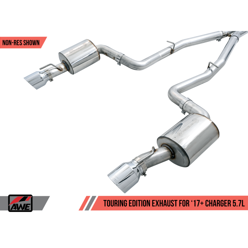 AWE Tuning 2017+ Dodge Charger 5.7L Touring Edition Exhaust - Non-Resonated - Diamond Black Tips