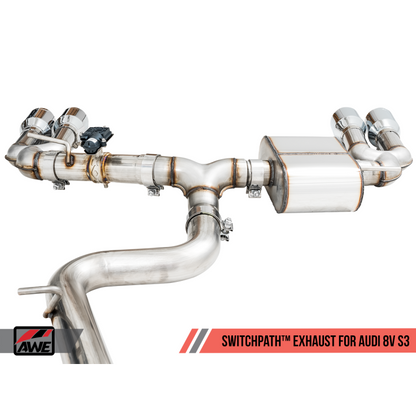 AWE Tuning Audi 8V S3 SwitchPath Exhaust w/Chrome Silver Tips 102mm